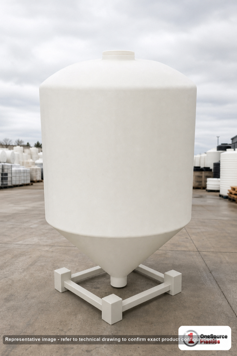 200 Gallon Cone Bottom Tank. . Manufacturer part number N-41476. Sold by OneSource Plastics (https://www.onesourceplastics.com).