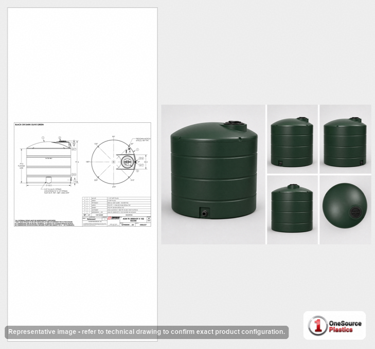 3000 Gallon Plastic Vertical Water Storage Tank in Green