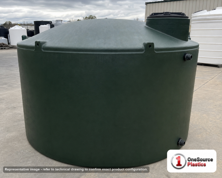 5000 Gallon Plastic Vertical Rainwater Harvesting Tank in Green. High Density Linear Polyethylene; Green; 91" H x 142" W x