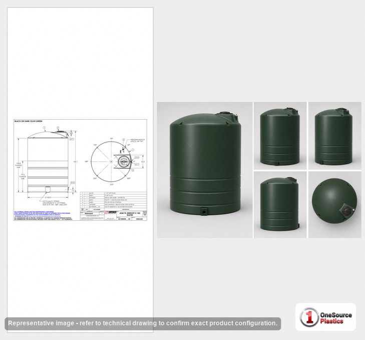 5000 Gallon Plastic Vertical Water Storage Tank in Green