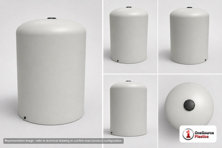 Dimensional spec drawing for Snyder Industries 12500 Gallon Vertical Storage Tank (142" L x 142" W x 198" H)