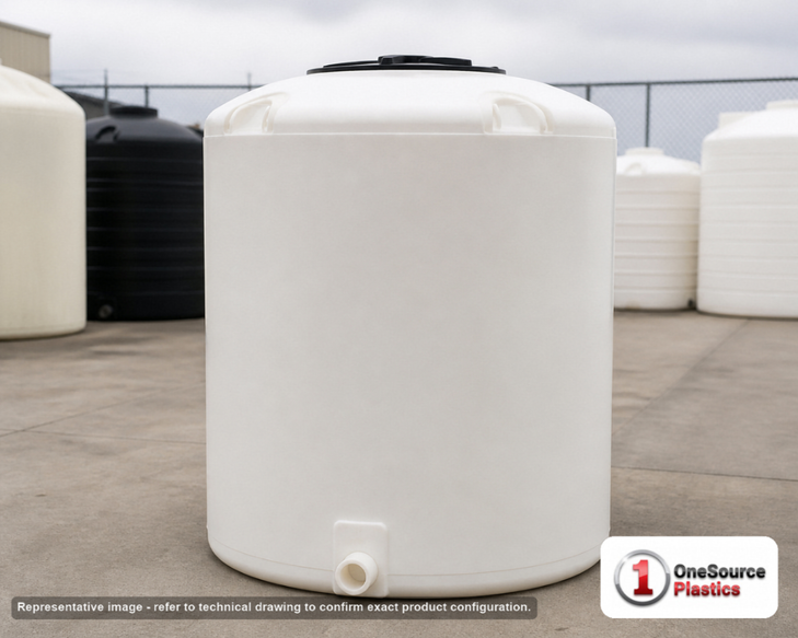 400 Gallon Crosslink Vertical Storage Tank in White. Cross Linked Polyethylene; White; 64" H x 45" W x 45" L.