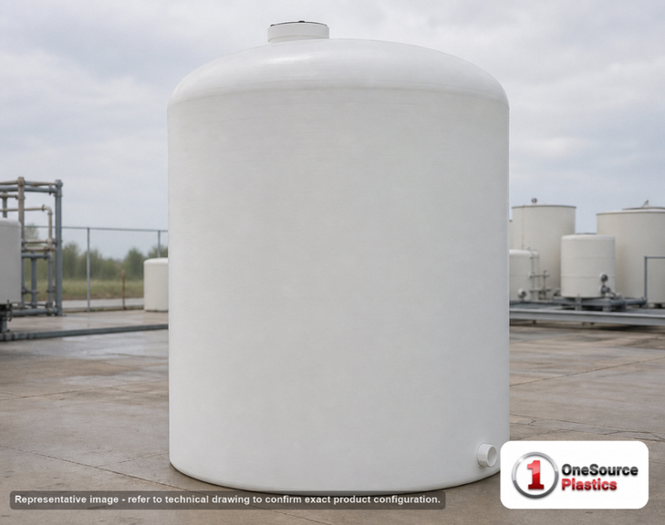 4500 Gallon HDPE Vertical Liquid Storage Tank with ASTM Certification. Polyethylene; White; 142" H x 102" W x 102" L.