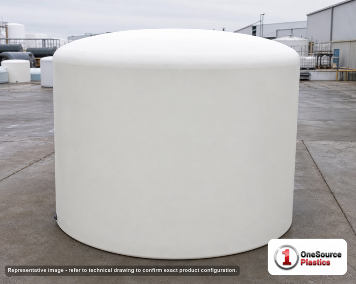 2000 Gallon Plastic Vertical Liquid Storage Tank. Polyethylene; White; 88" H x 90" W x 90" L.