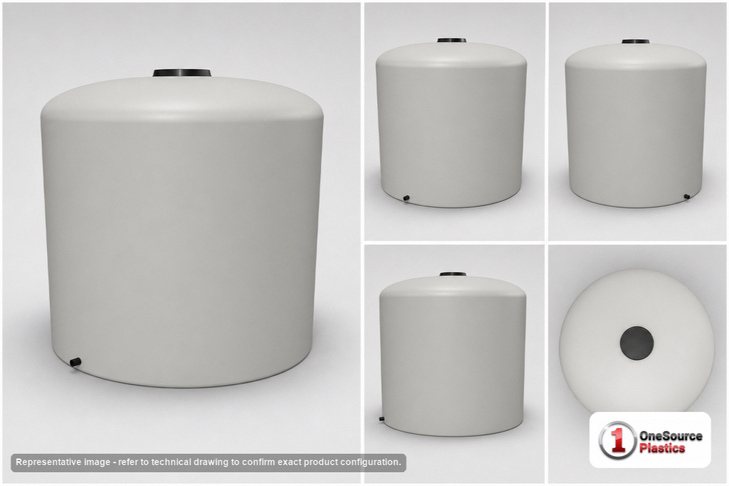 Dimensional spec drawing for Snyder Industries 2000 Gallon Vertical Storage Tank (90" L x 90" W x 88" H)