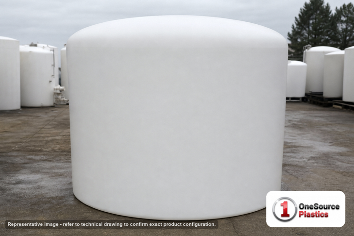 3000 Gallon Plastic Vertical Liquid Storage Tank. Polyethylene; White; 96" H x 102" W x 102" L.