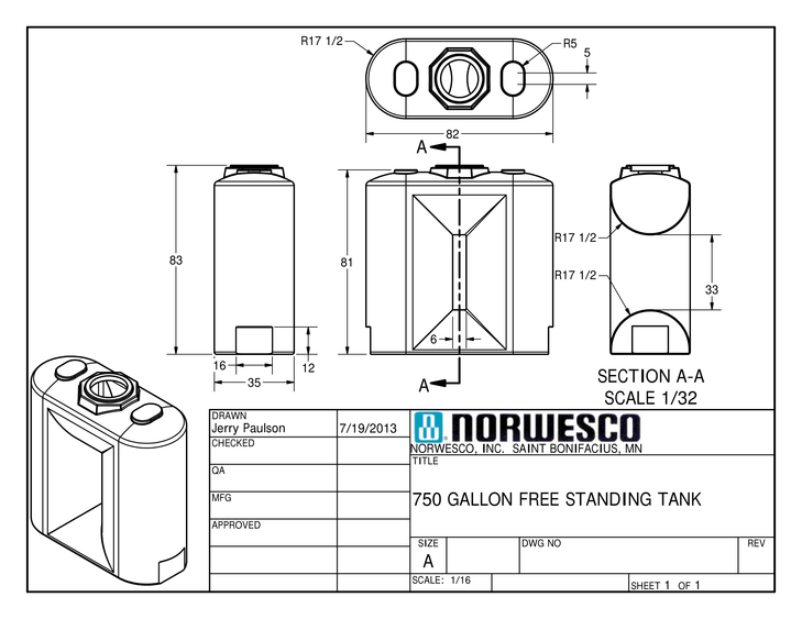 750 Gallon Doorway Water Tank