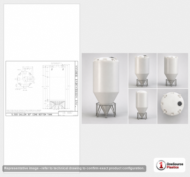 5500 Gallon 30 Degree Plastic Cone Bottom Tank