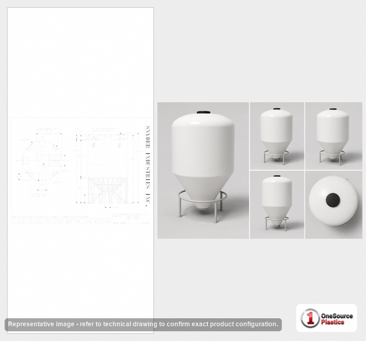 Dimensional spec drawing for Snyder Industries 2600 Gallon Cone Bottom Tank (90" L x 90" W x 139" H)
