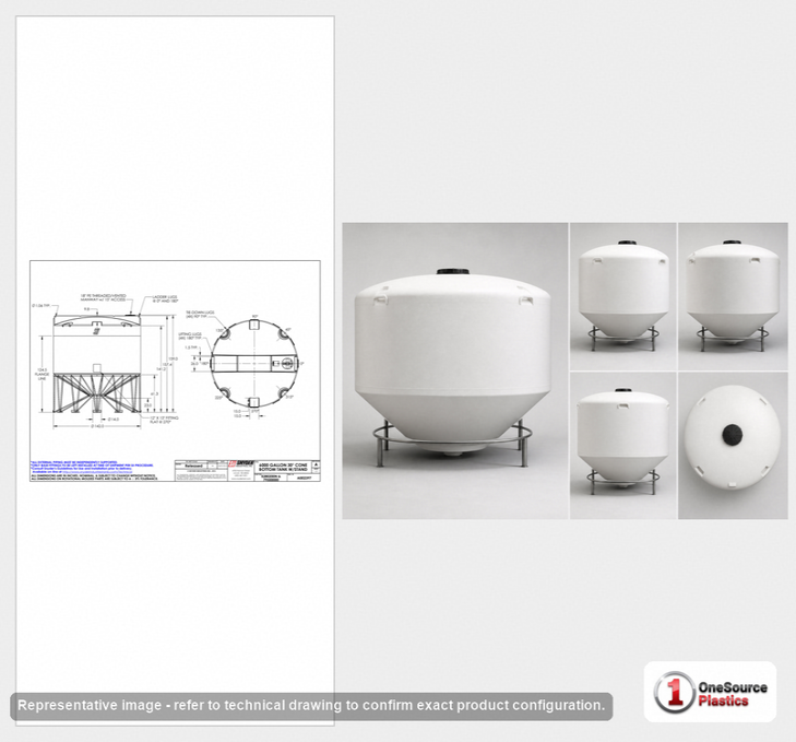 6000 Gallon 30 Degree Plastic Cone Bottom Tank in White