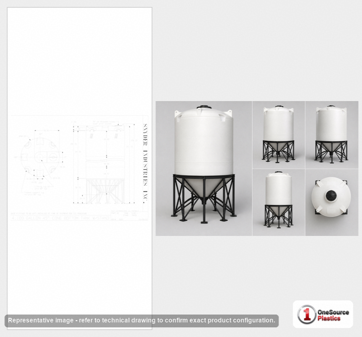 4100 Gallon 45 Degree Plastic Vertical Cone Bottom Tank
