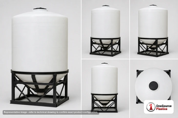 Dimensional spec drawing for Snyder Industries 7400 Gallon Cone Bottom Tank