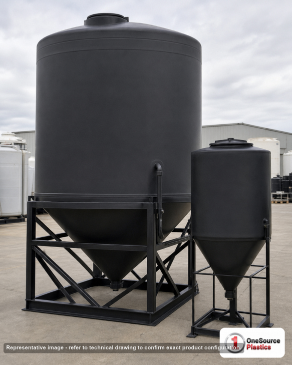 7400 Gallon Cone Bottom Tank. . Manufacturer part number SII-5320100N49. Sold by OneSource Plastics (https://www.onesourceplastics.com).