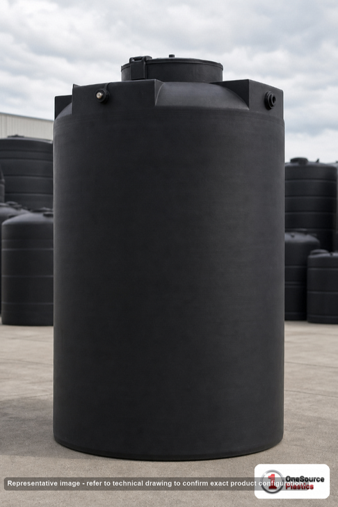 1000 Gallon Black Heavy Duty Vertical Storage Tank. Manufacturer part number SII-1008600C34.