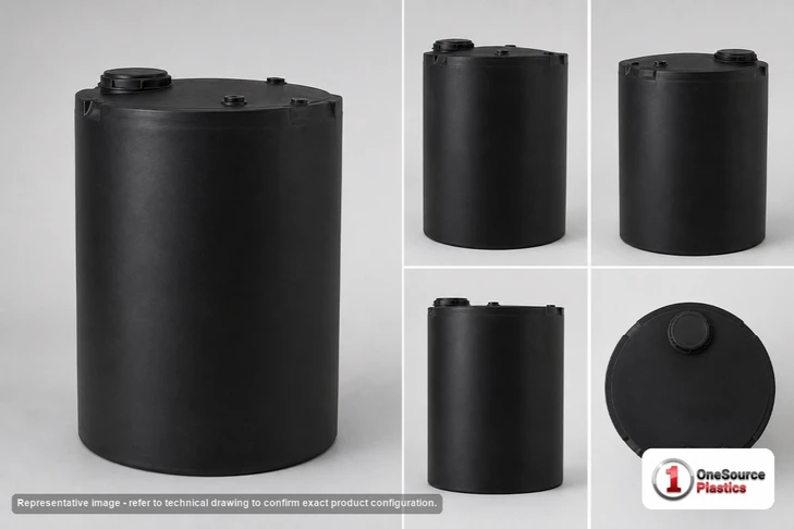 Dimensional spec drawing for Snyder Industries 1000 Gallon Vertical Storage Tank