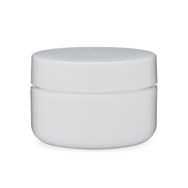 0.5 oz White PP/PS Plastic Double Wall Round Jar &amp; White Flat Cap - DW12R