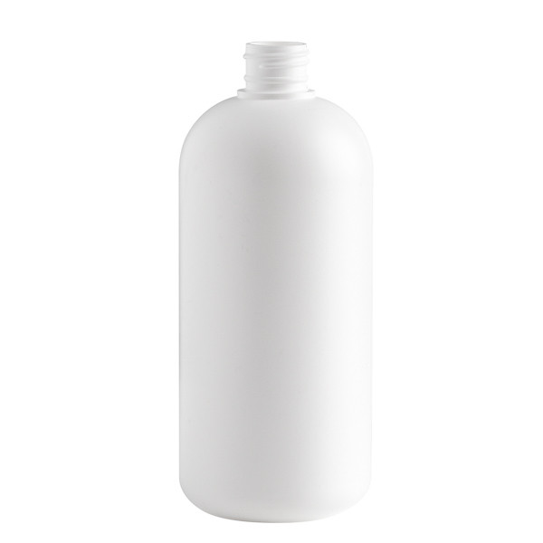 16 oz White HDPE Plastic Boston Round Bottles (Cap Not Included) - 103589-K