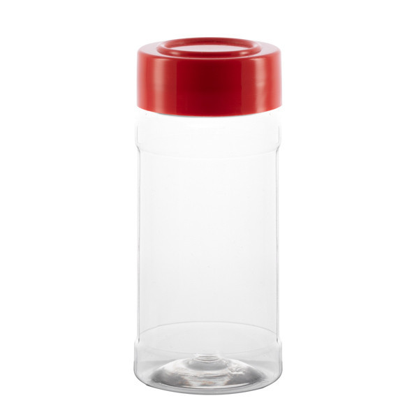 4 oz Clear PET Plastic Spice Jar (Red Cap)  - 320092R-K