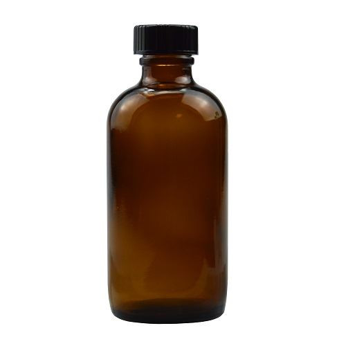 4 oz Amber Glass Boston Round Bottles (Black Phenolic Cap) - AB4POLY-24