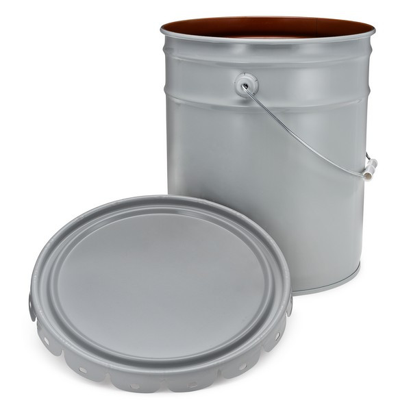 5 gal Gray Steel Epoxy Lined UN Rated Buckets (Lug Lid) - 1273-4474