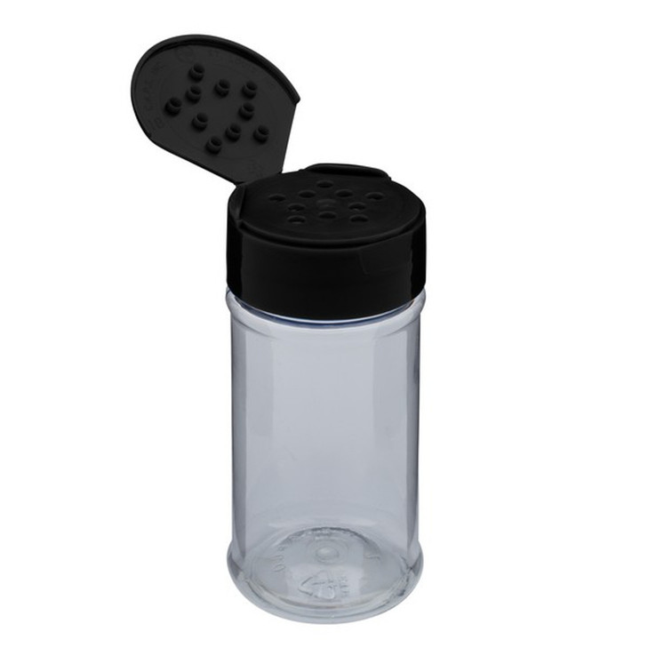4 oz Clear PET Plastic Spice Jar (Black Cap)  - 320092-K