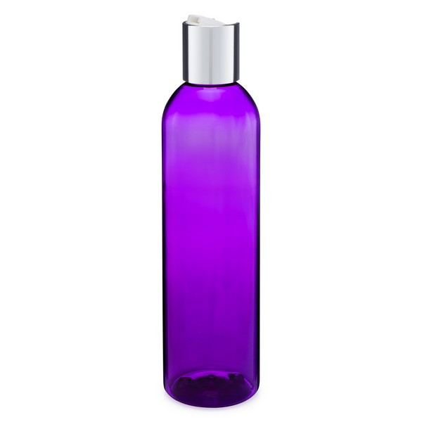 8 oz Purple PET Plastic Plastic Bullet Bottle (Silver Disc Cap) - P-PUR8DISCS