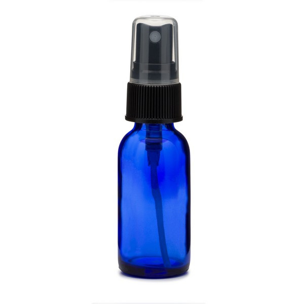 1 oz Cobalt Blue Glass Boston Round Bottles (Black Fine Mist Sprayer) - CB1AB-48