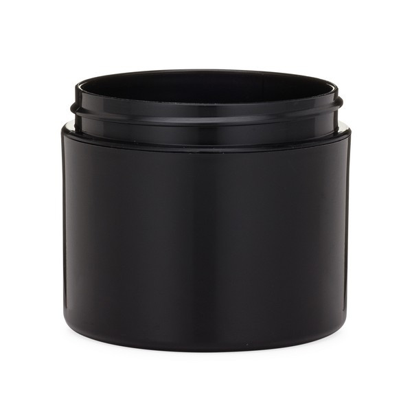 4 oz Black PP/PP Plastic Double Wall Straight Base Jars (Cap Not Included) - 2511B55-B