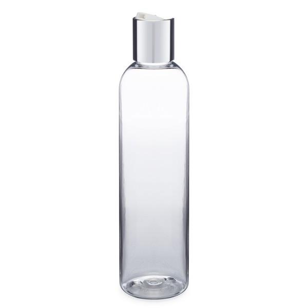 8 oz Clear PET Plastic Bullet Bottle &amp; Silver Disc Lid - PR8DISCS