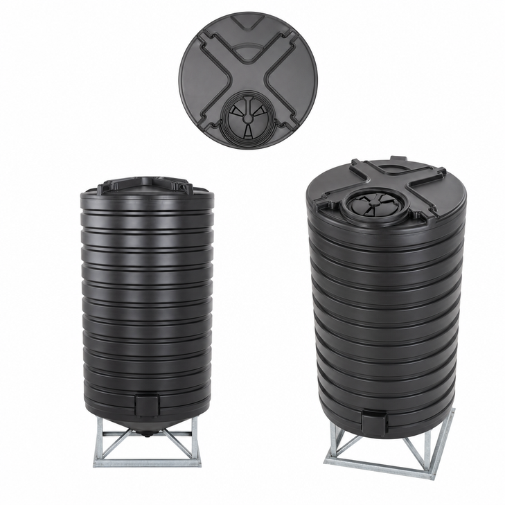 1100 gallon 15 degree plastic cone bottom tank without drawing true