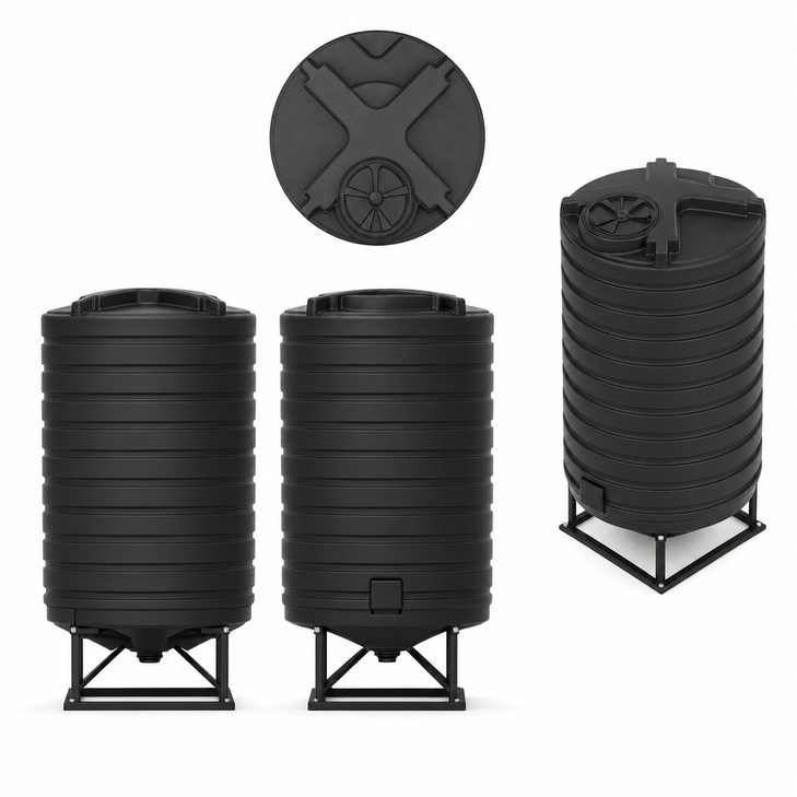 1100 gallon 15 degree plastic cone bottom tank without  drawing true