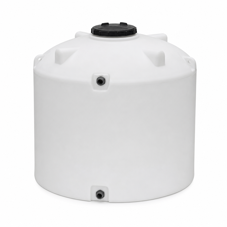 1100 gallon plastic vertical chemical storage tank in white