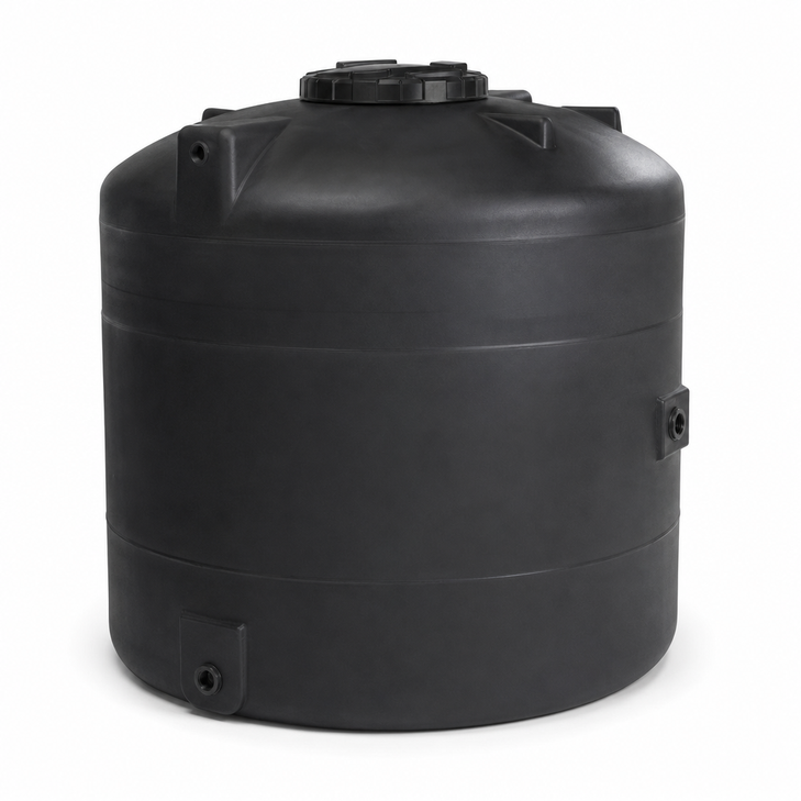 1100 gallon plastic vertical water storage tank in black