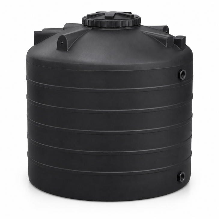 1200 gallon plastic vertical liquid storage tank in black