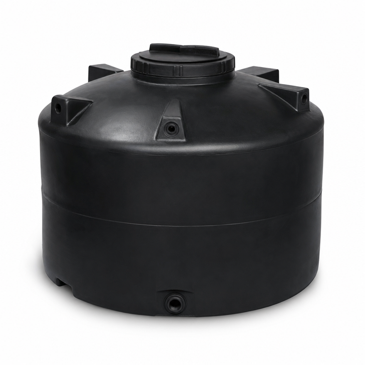 1200 gallon plastic vertical water storage tank in black