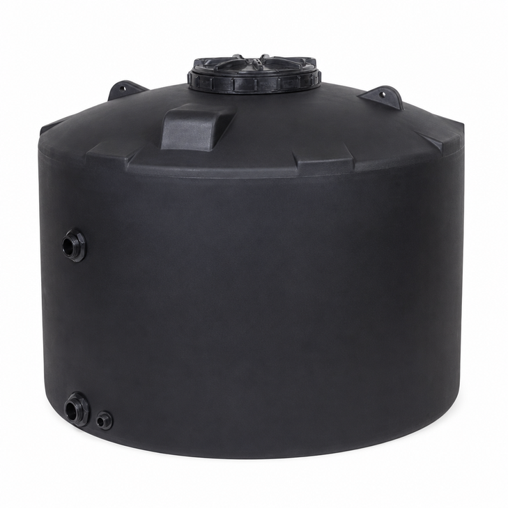 1200 gallon plastic vertical water storage tank in black