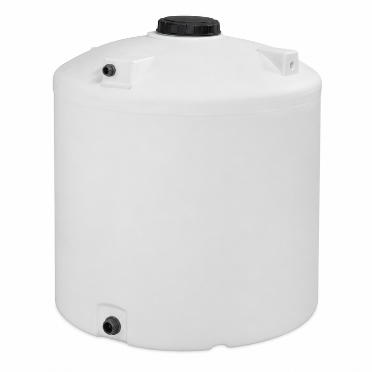 1550 gallon plastic vertical liquid storage tank in white