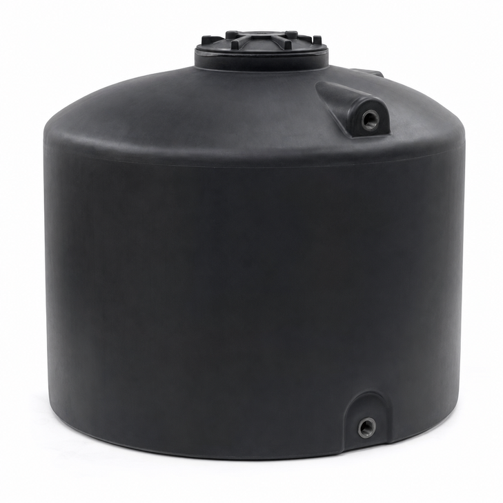 1700 gallon plastic vertical water storage tank in black