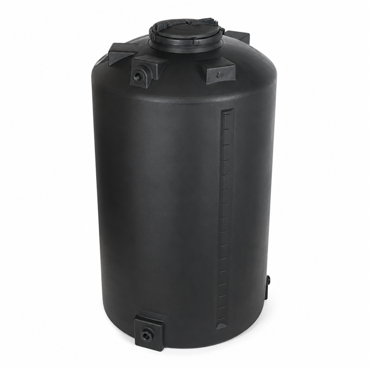 2000 gallon plastic vertical water storage tank in black