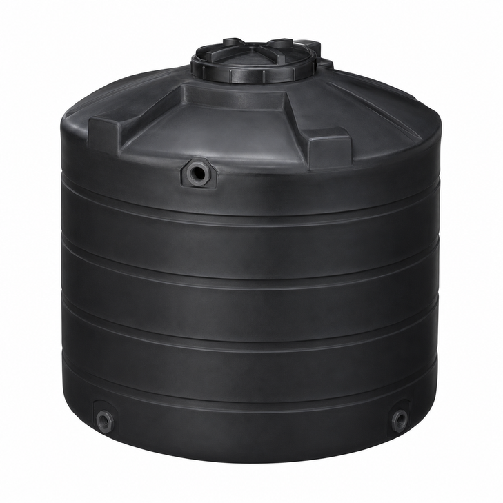 2500 gallon plastic vertical water storage tank in black