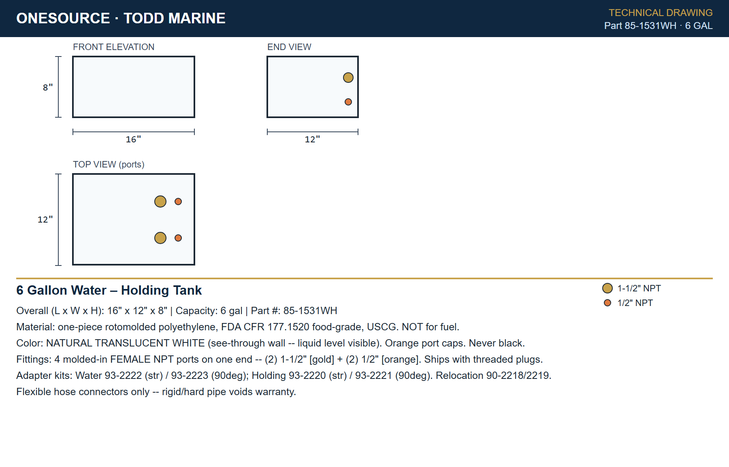 Todd authoritative technical drawing 85-1531WH