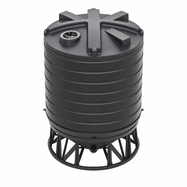 8000 gallon 15 degree plastic cone bottom tank with sta drawing true