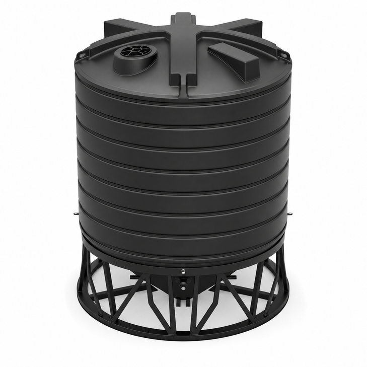 8000 gallon 15 degree plastic cone bottom tank with sta drawing true