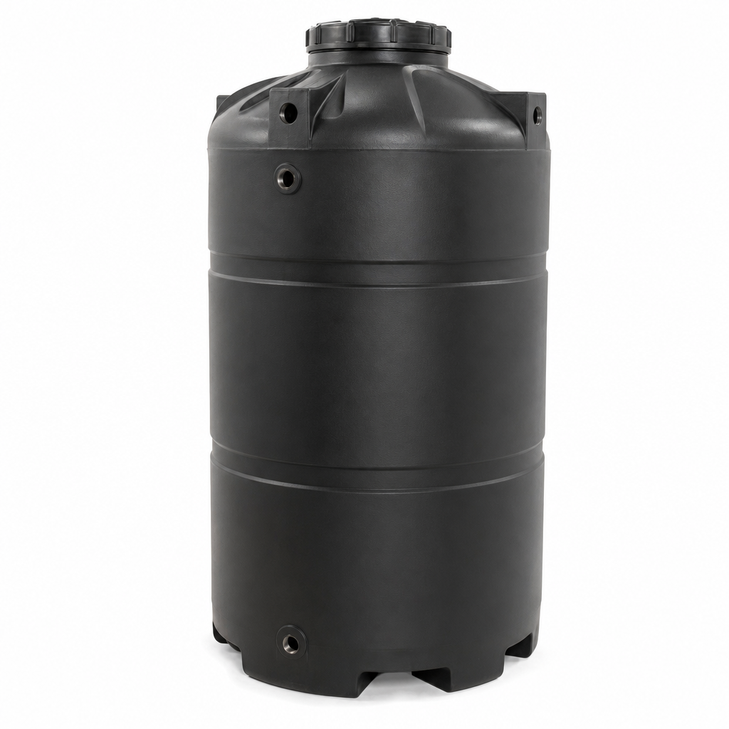 850 gallon plastic vertical water storage tank in black