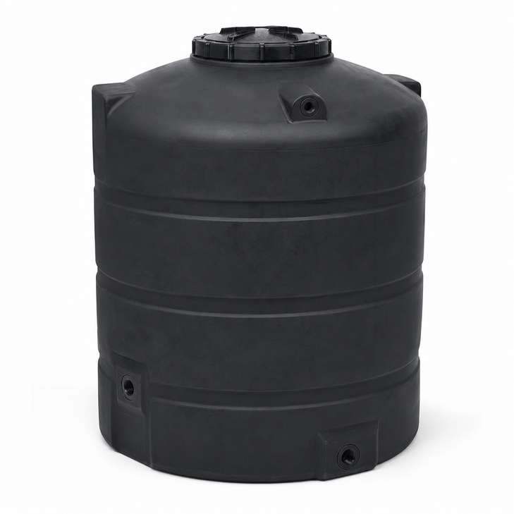 865 gallon plastic vertical rainwater harvesting tank in bla
