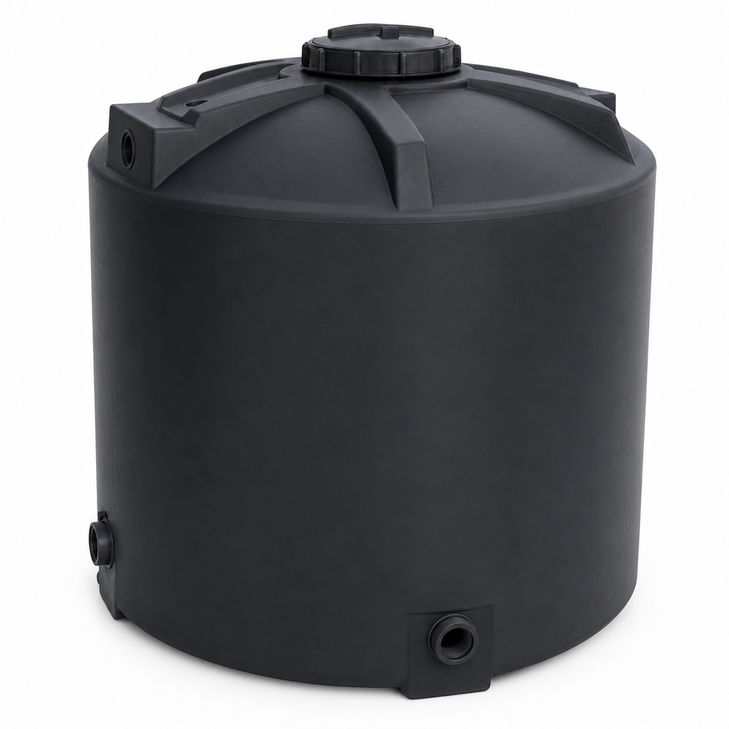 900 gallon plastic vertical water storage tank in black