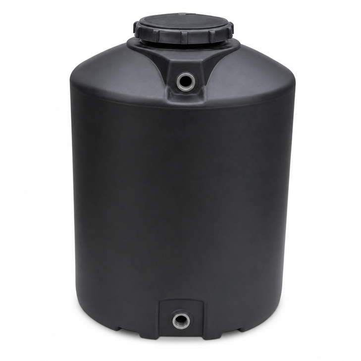 100 gallon plastic vertical rainwater harvesting tank in bla