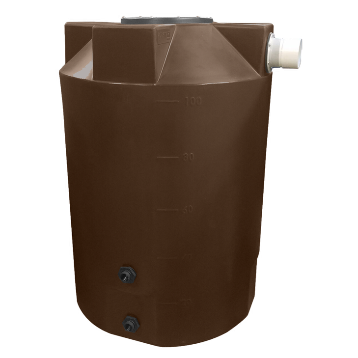 LOCKED - 100 Gallon Plastic Vertical Rainwater Harvesting Tank in Brown