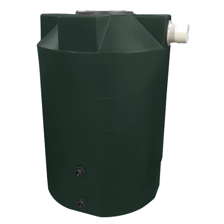 LOCKED - 100 Gallon Plastic Vertical Rainwater Harvesting Tank in Green