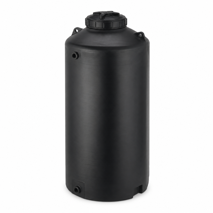 100 gallon plastic vertical water storage tank in black